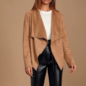 Tan Vegan Suede Moto Jacket, NWT, Size L